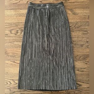 For Love And Lemons Metallic Silver Midi Skirt